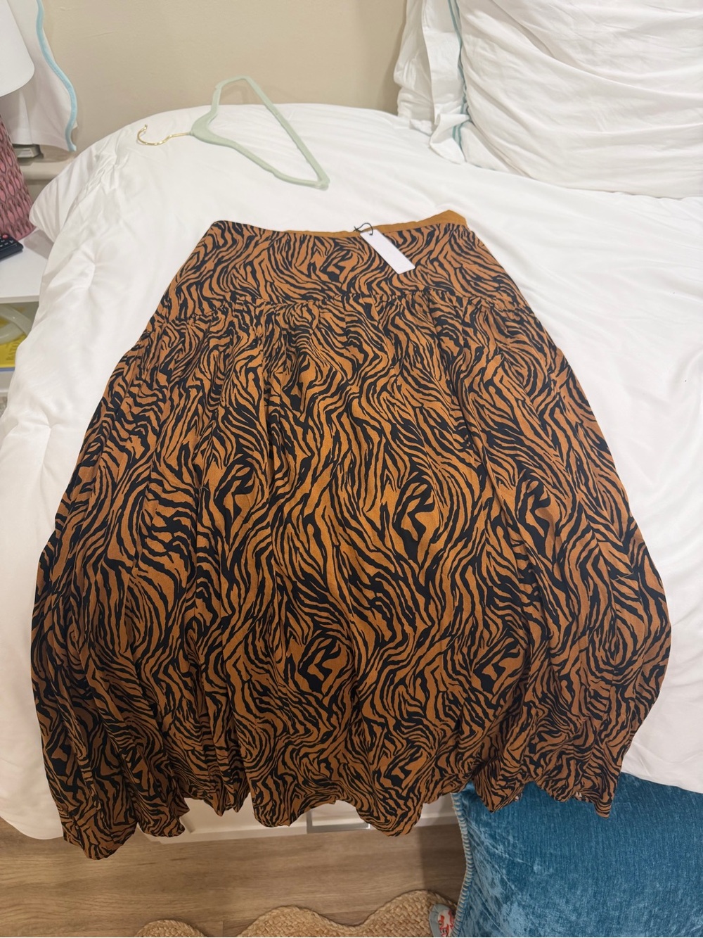 Rust Brown and Black Maxi Skirt with Animal Print